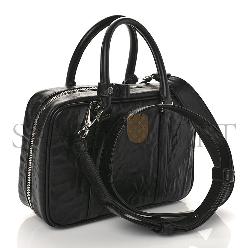 Pra*a nappa antique medium re-edition 2001 two handle bag black 1bb092 (24*15.5*7cm)